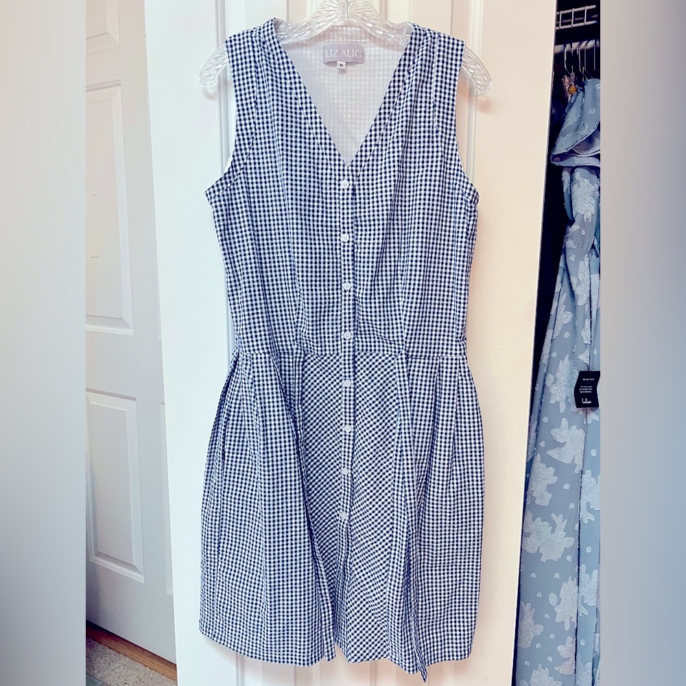 Liz Alig Cotton Blue Check “June” Dress Size M